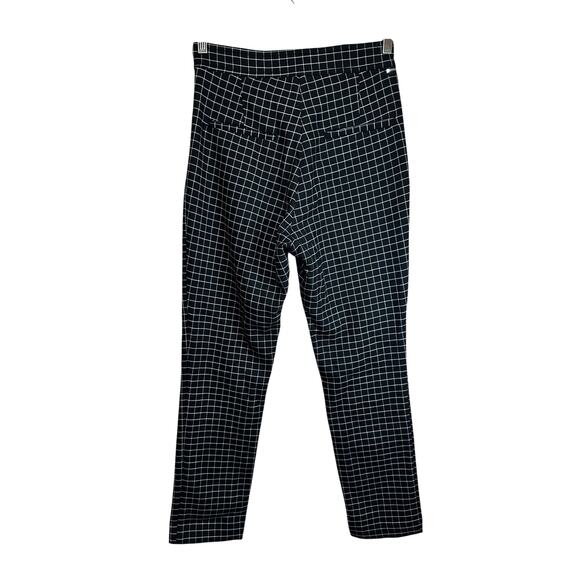 H&M Womens High Rise Check Print Cropped Trouser Pants Black White Size 8 Career - Picture 2 of 9